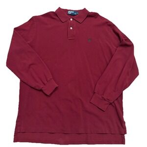 Vintage Polo Ralph Lauren Long Sleeve Polo Shirt L Burgundy Green Pony